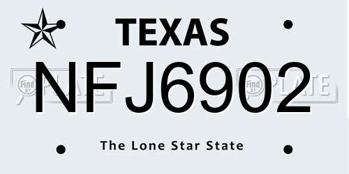 NFJ6902 Texas License Plate