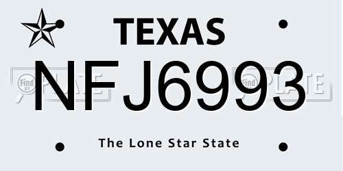 NFJ6993 Texas License Plate