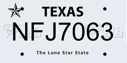 NFJ7063 Texas License Plate