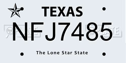 NFJ7485 Texas License Plate