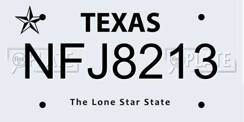 NFJ8213 Texas License Plate