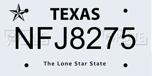NFJ8275 Texas License Plate