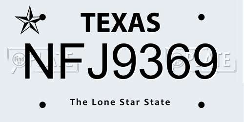 NFJ9369 Texas License Plate
