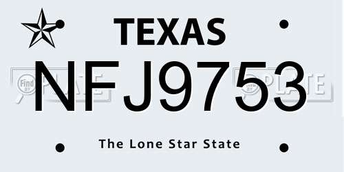 NFJ9753 Texas License Plate