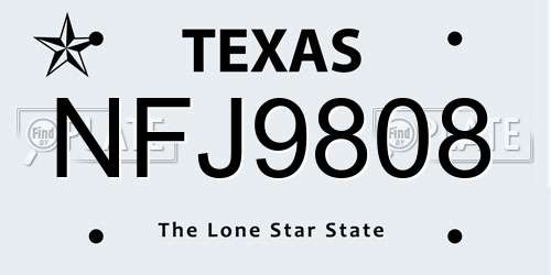 NFJ9808 Texas License Plate