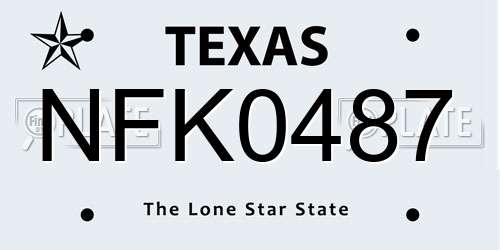 NFK0487 Texas License Plate