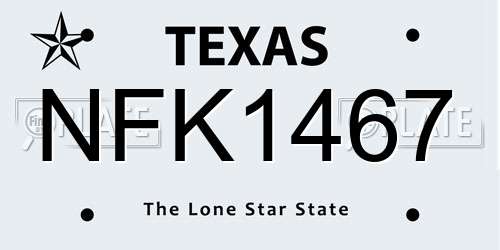 NFK1467 Texas License Plate
