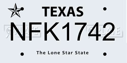 NFK1742 Texas License Plate