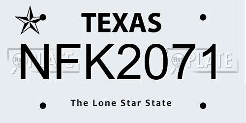 NFK2071 Texas License Plate