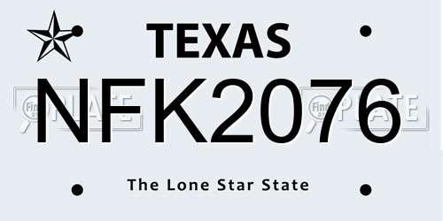 NFK2076 Texas License Plate
