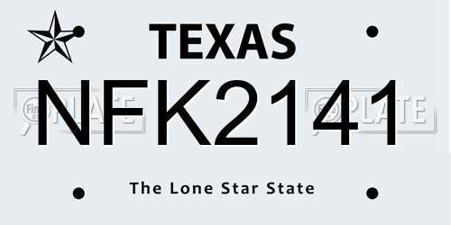 NFK2141 Texas License Plate
