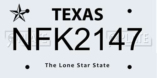 NFK2147 Texas License Plate