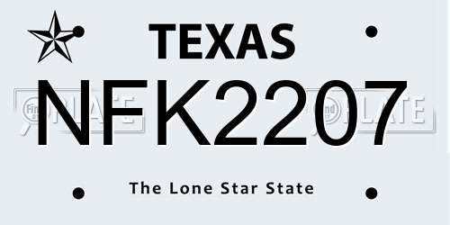 NFK2207 Texas License Plate