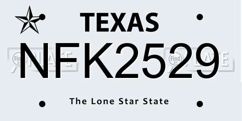NFK2529 Texas License Plate