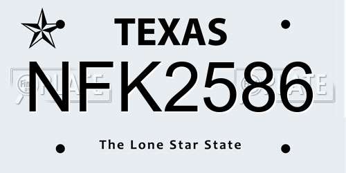 NFK2586 Texas License Plate