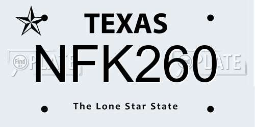 NFK260 Texas License Plate