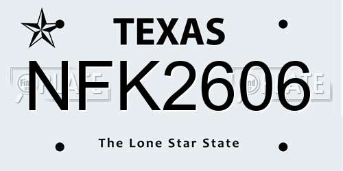 NFK2606 Texas License Plate