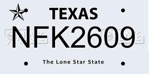 NFK2609 Texas License Plate