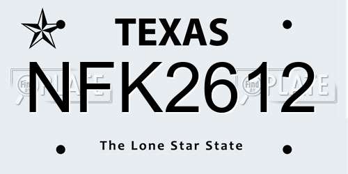 NFK2612 Texas License Plate