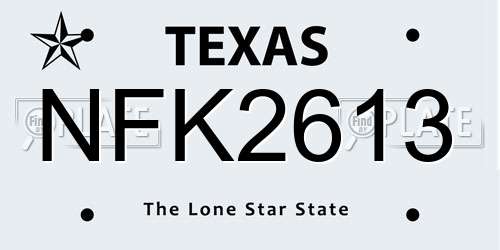 NFK2613 Texas License Plate