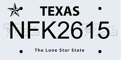 NFK2615 Texas License Plate