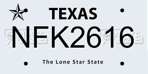 NFK2616 Texas License Plate