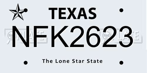 NFK2623 Texas License Plate