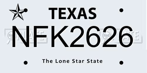 NFK2626 Texas License Plate
