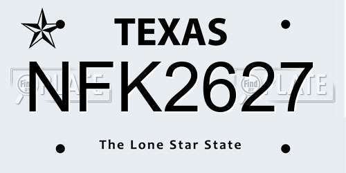 NFK2627 Texas License Plate