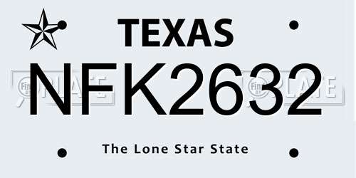 NFK2632 Texas License Plate
