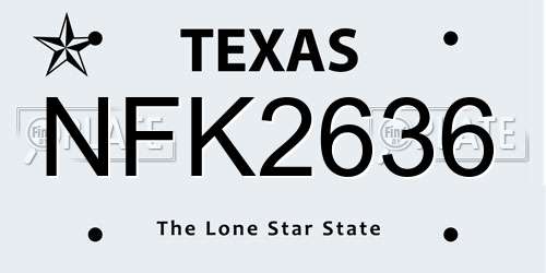 NFK2636 Texas License Plate