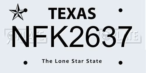 NFK2637 Texas License Plate