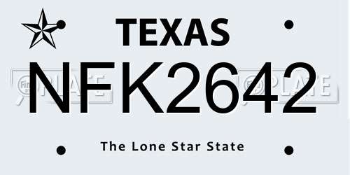NFK2642 Texas License Plate