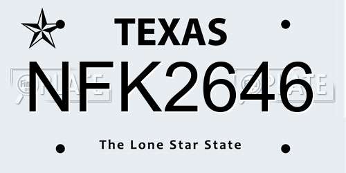 NFK2646 Texas License Plate