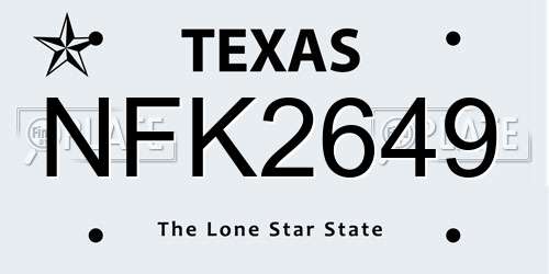 NFK2649 Texas License Plate