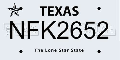 NFK2652 Texas License Plate
