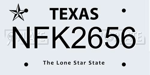 NFK2656 Texas License Plate