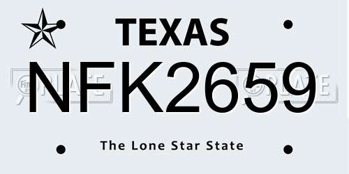 NFK2659 Texas License Plate