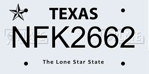 NFK2662 Texas License Plate