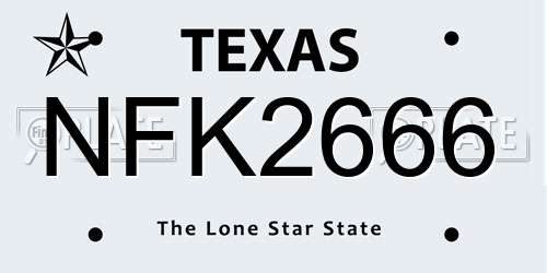 NFK2666 Texas License Plate