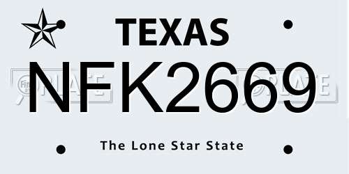 NFK2669 Texas License Plate