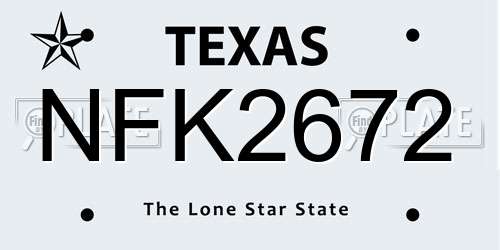 NFK2672 Texas License Plate