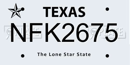 NFK2675 Texas License Plate