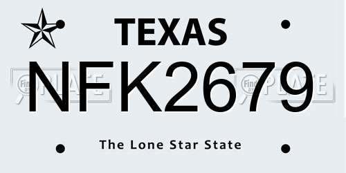 NFK2679 Texas License Plate
