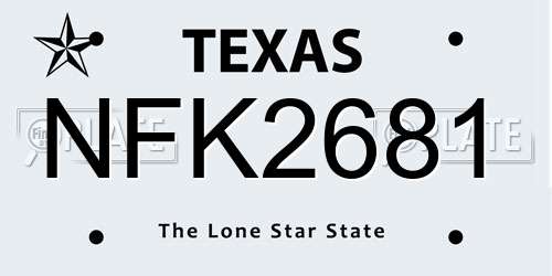 NFK2681 Texas License Plate