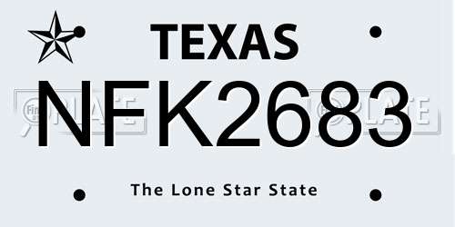 NFK2683 Texas License Plate