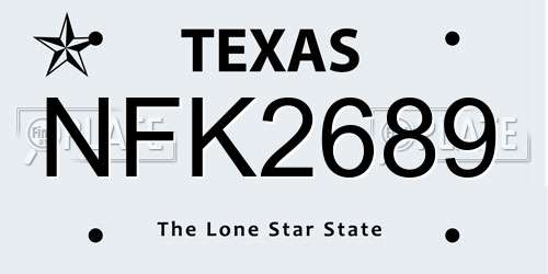 NFK2689 Texas License Plate