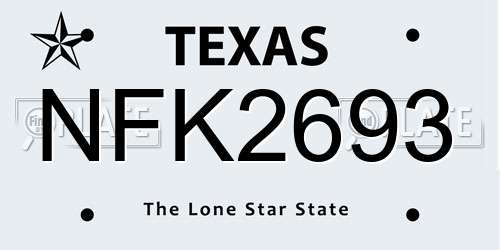 NFK2693 Texas License Plate