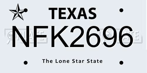 NFK2696 Texas License Plate