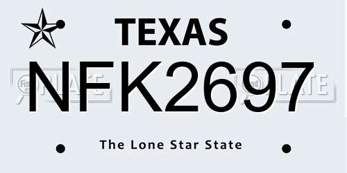 NFK2697 Texas License Plate
